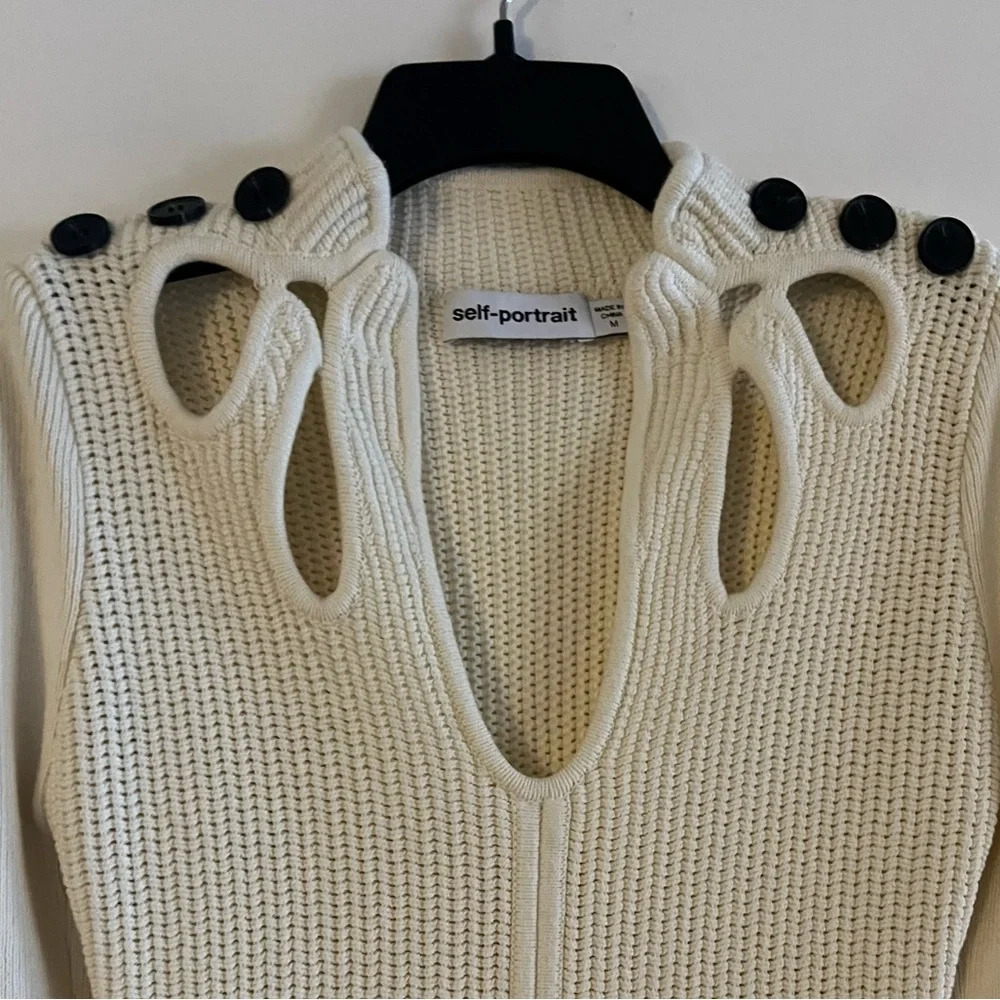 Self-Portrait Knit Cut Out Tunic Dress - Picture 7 of 10
